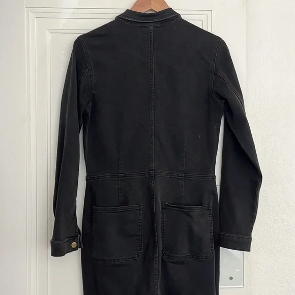 Free People Lennox Black Denim Utility Zip-Up Workwear Jumpsuit Women’s Large - Picture 10 of 10